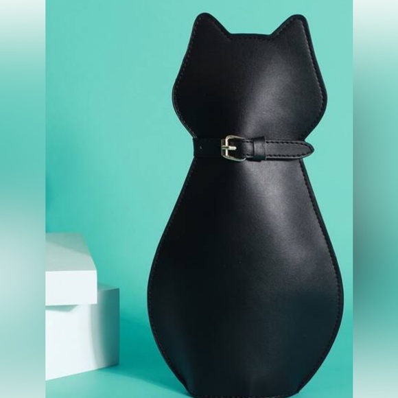 Cat supplies Bag crossbody kitten purse black backpack mini gold collar travel - Picture 7 of 8